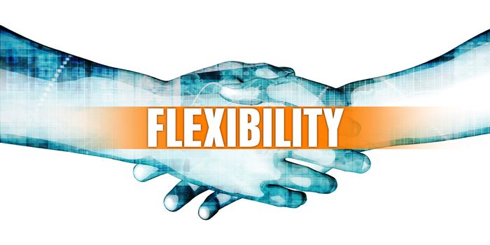 Flexibility Concept with Businessmen Handshake on White Background
