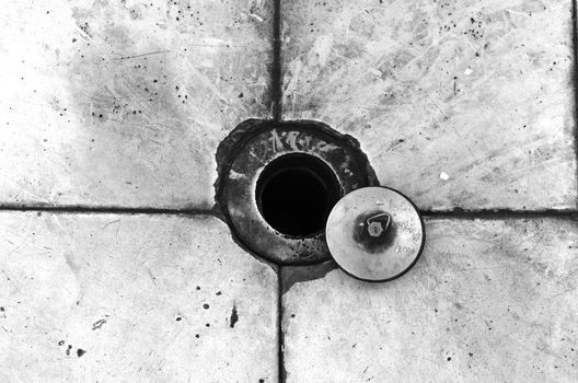 Dirty old sink in black and white theme