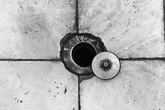 Dirty old sink in black and white theme