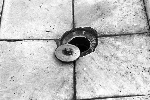 Dirty old sink in black and white theme