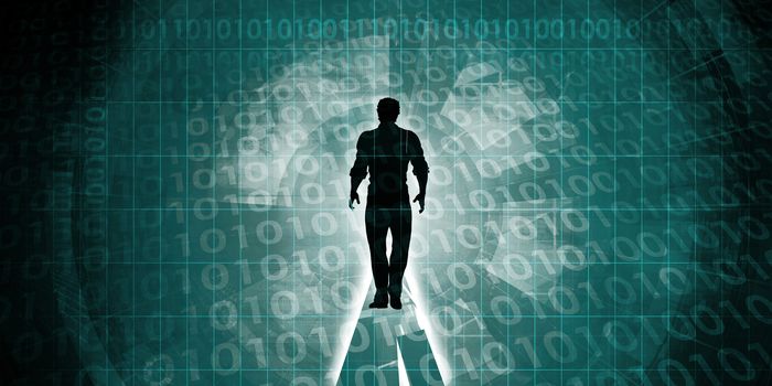 Man Surrounded By Technology in the Digital Age