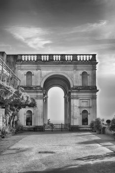 Triumphal Arch inside the iconic Villa d'Este, Tivoli, Italy