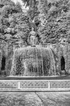 The Oval Fountain, iconic landmark in Villa d'Este, Tivoli, Italy