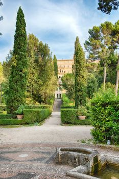 View inside the scenic Villa d'Este, Tivoli, Italy