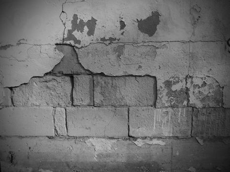 cement brick wall background black and white with dark edges