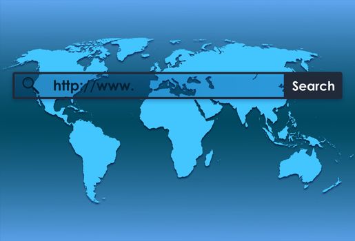 world map and world wide web searching