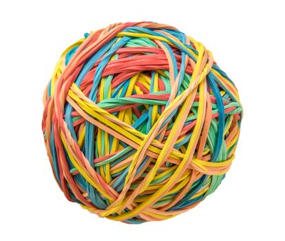 An Isolated Image Of A Multicolored Rubber Band Ball With A White Background