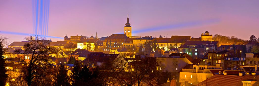 Zagreb historic upper town night view, capital of Croatia