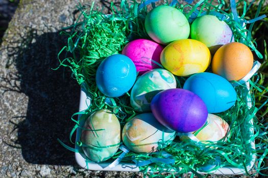 Multi colored easter eggs