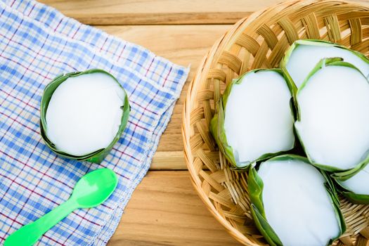 thai sweet dessert in banana leaf package