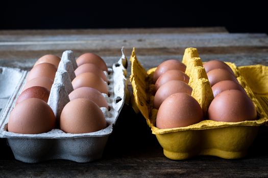 eggs canisters on an old wooden table