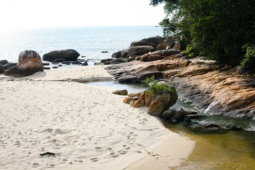 Malaysia tropic beach with crystal clear sea. Perfect background for advertising, travel Company