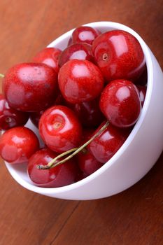 Close up of sweet fresh cherry berries