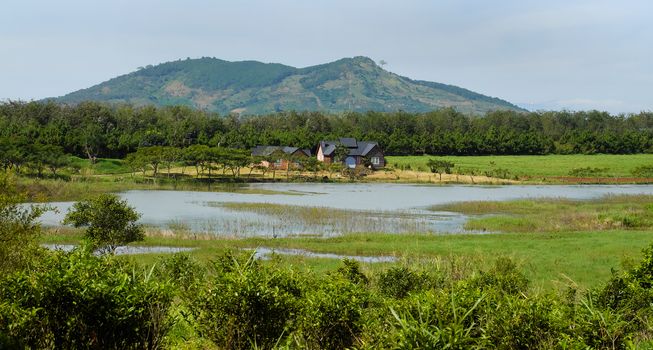 Wonderful Dalat countryside with amazing villas that close to nature when place among river, forest and mountain, separation house make calm life and eco environment at Da Lat, Vietnam