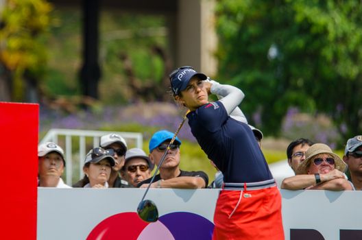 CHONBURI - FEBRUARY 27: Azahara Munoz of Spain in Honda LPGA Thailand 2016 at Siam Country Club, Pattaya Old Course on February 27, 2016 in Chonburi, Thailand.