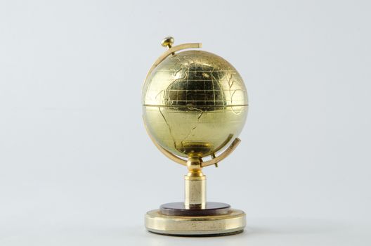 Golden Globe isolated on white background .