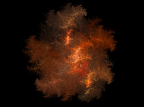 Fractals, abstract outer space flames on a black background, the explosion of a star