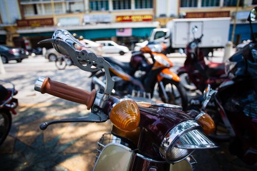 Row of motorcycles in the street shop Pahang, Malaysia