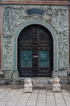 Ornamental sculpture dragon in Malaysia. Temple in South East Asia 