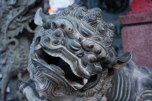 Ornamental sculpture dragon in Malaysia. Temple in South East Asia 