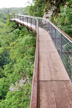 Suspended walkway in Okace canyon, Georgia