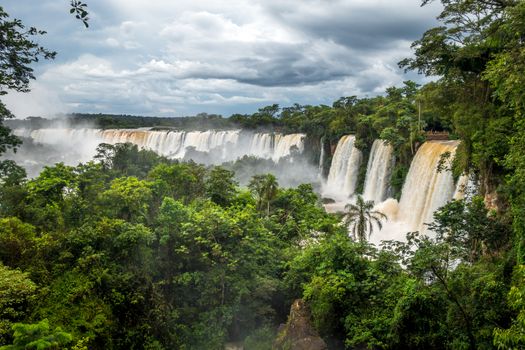 iguazu falls national park. tropical waterfalls and rainforest landscape