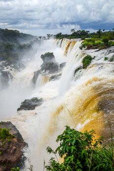 iguazu falls national park. tropical waterfalls and rainforest landscape