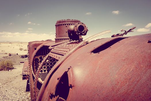 Train cemetery in Uyuni, Bolivia, south america