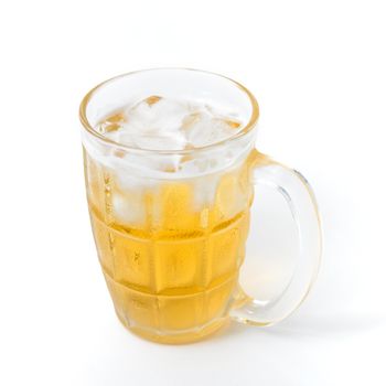 glass beer with iced isolated on white