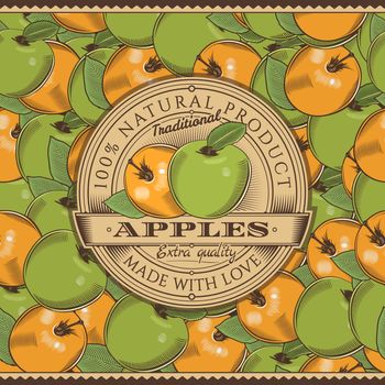 Label on seamless pattern in vintage style.