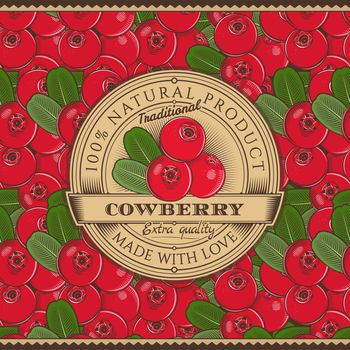 Label on seamless pattern in vintage style.