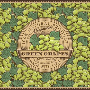 Label on seamless pattern in vintage style.