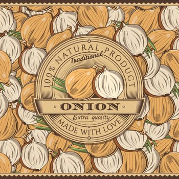 Label on seamless pattern in vintage style.