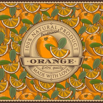 Label on seamless pattern in vintage style.