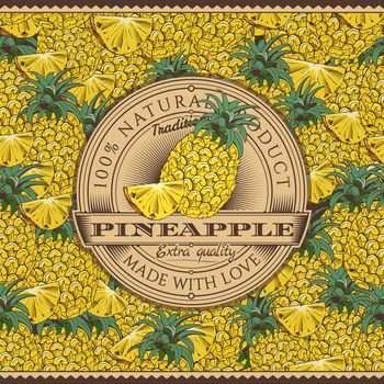 Label on seamless pattern in vintage style.