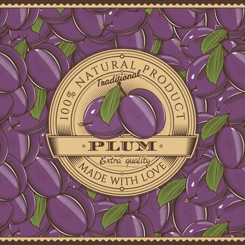 Label on seamless pattern in vintage style.