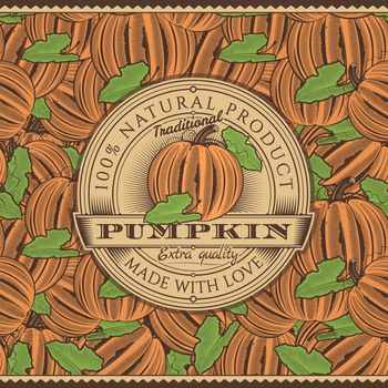 Label on seamless pattern in vintage style.