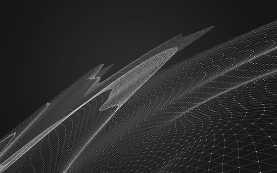 Abstract polygonal space low poly dark background with connecting dots and lines. Connection structure. 3d rendering