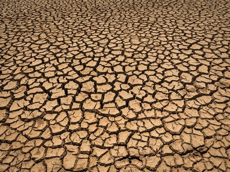 dried and cracked soil in arid season.