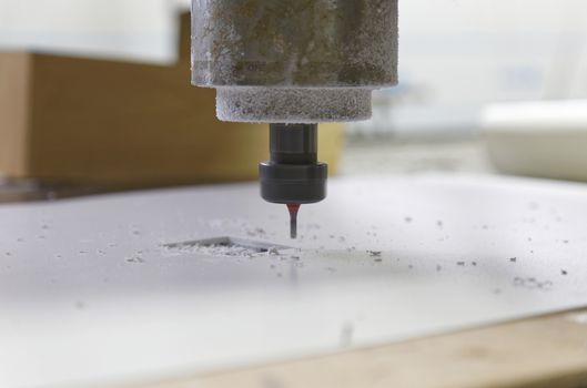 cnc machine and drill ready for cutting