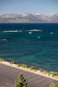 Lake Tahoe and parking area