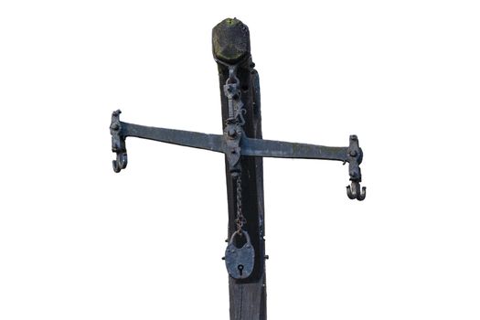 Antique scales of iron. Market balance beam scale