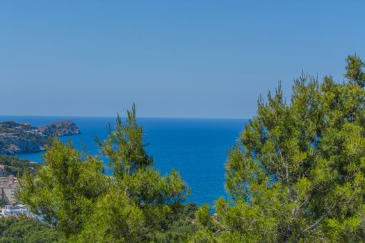 Panorama of the bay Paguera photographed from the mountain in Costa de la Calma.