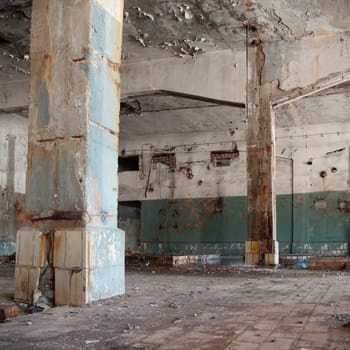 ruins of a very heavily polluted industrial factory, industrial series
