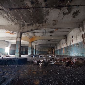 ruins of a very heavily polluted industrial factory, industrial series