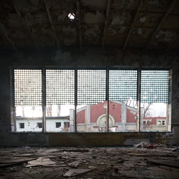 ruins of a very heavily polluted industrial factory, industrial series