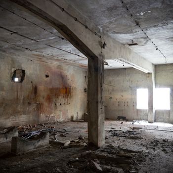 ruins of a very heavily polluted industrial factory, industrial series