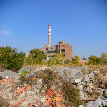 ruins of a very heavily polluted industrial factory, industrial series