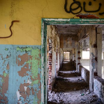 ruins of a very heavily polluted industrial factory, industrial series