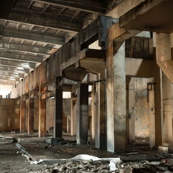 ruins of a very heavily polluted industrial factory, industrial series